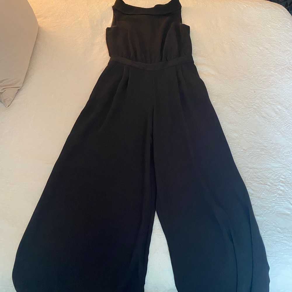 Boden Black Sleeveless Jumpsuit with Wide-Leg Design